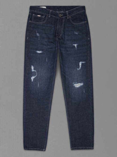 Gulmetal Blue Whiskering Wash Midly Distressed Denim