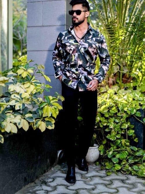 Black Giza Cotton Print Premimum Shirt